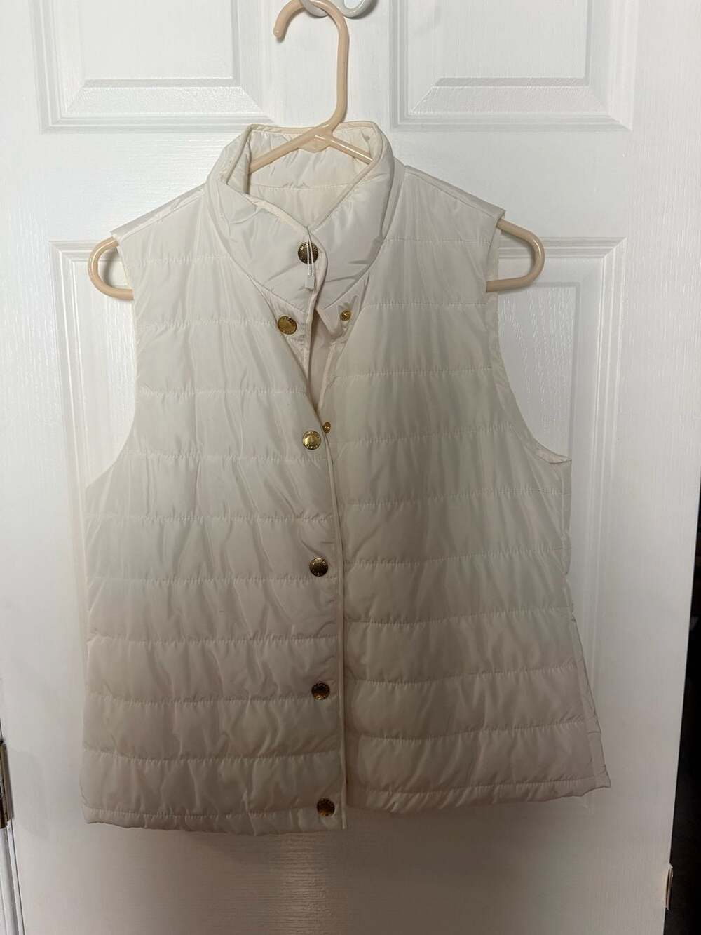 Michael Kors Women's Quilted Puffer Vest with Gold Snap Buttons
